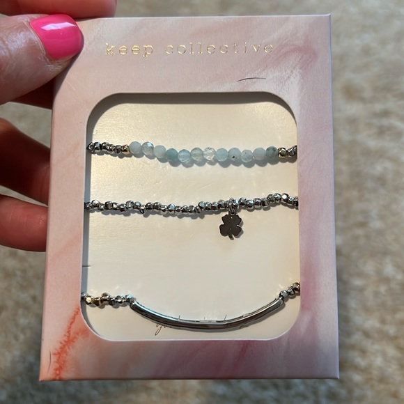 KEEP Collective Jewelry - Keep Collective you are in luck trio stretch bracelets silver gold tone lucky